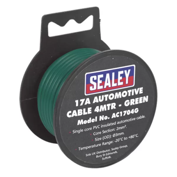 Genuine SEALEY AC1704G Automotive Cable Thick Wall 17A 4mtr Green