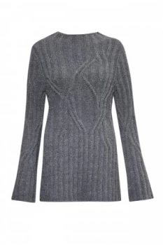 French Connection Twisted Cable Knit Jumper Grey