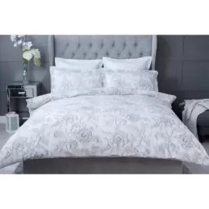 Belledorm Ella Duvet Cover Set (Single) (White/Grey)