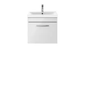 Nuie Athena 500 Wall Hung Single Drawer Vanity & Mid-edge Basin - Gloss Grey Mist