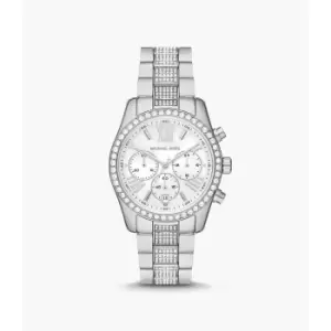 Michael Kors Womens Lexington Lux Chronograph Stainless Steel Watch - Silver