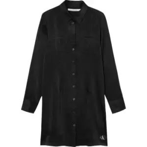 Calvin Klein Jeans Bust Detailing Satin Shirt Dress - Black