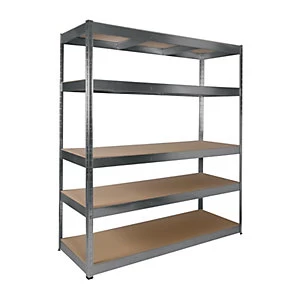 Rb Boss 5 Tier Wood Shelving Kit Galvanised - 1800 x 1600 x 600mm 250kg Udl