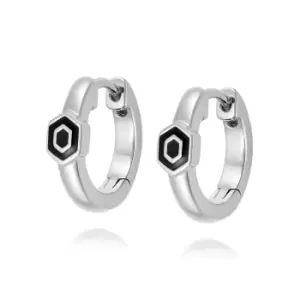 Daisy London 925 Sterling Silver Hexagon Palm Huggie Earrings Sterling Silver