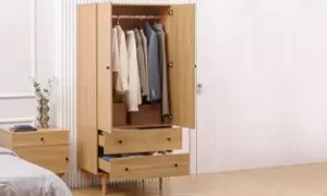 HomCom Two-Door Wardrobe with Two Drawers