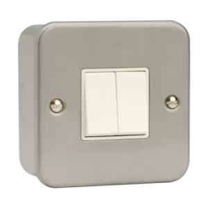 Click Scolmore Essentials Metal Clad 2 Gang 2 Way 10A Switch - CL012