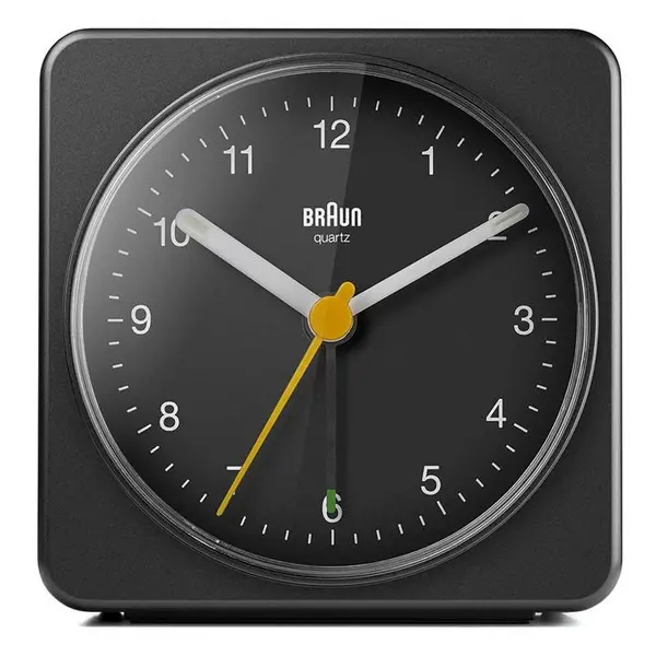 Braun Classic Analogue Alarm Clock with Snooze and Light - Black One Size