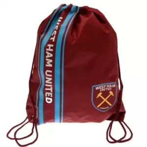 West Ham United FC Striped Drawstring Bag (One Size) (Claret Red/Blue/Gold)