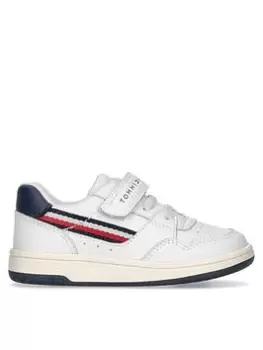 Tommy Hilfiger Boys Stripes Low Cut Lace-up/velcro Sneaker - White, Size 10 Younger