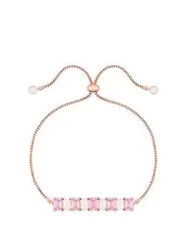 Jon Richard Rose Gold Plated And Pink Cubic Zirconia Toggle Bracelet