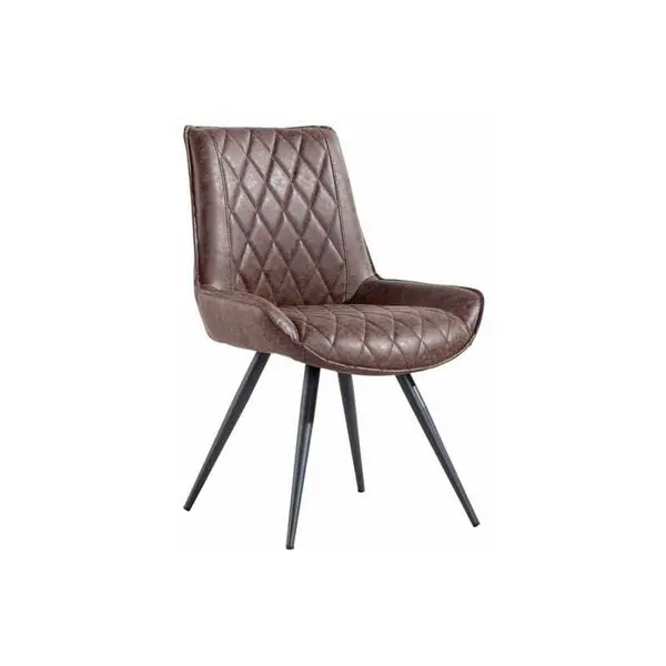 KETTLE HOME LTD Dining Chair - Metal/PU/Foam - L55 x W64 x H90cm - Brown/Graphite KettleHomeLtdCH25-BR