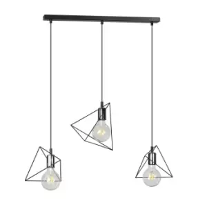 Dex Black Bar Pendant Ceiling Light 3x E27