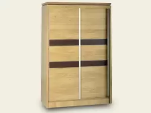 Seconique Charles Oak Sliding Door Double Wardrobe Flat Packed