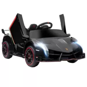 HOMCOM Lamborghini Veneno Licensed 12V Kids Electric Ride on Car w/ Portable Battery, Powered Electric Car w/ Bluetooth, Remote, for Aged 3-6, Black