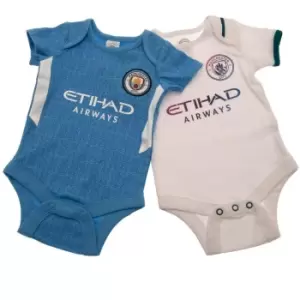 Manchester City FC Baby Crest Bodysuit (Pack of 2) (12-18 Months) (Blue/White)