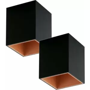 2 PACK Wall / Ceiling Light Black & Copper Square Downlight 3.3W Built in LED