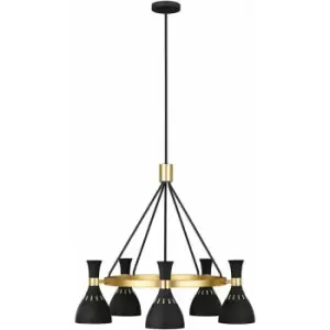 Loops - 5 Bulb Chandelier LIght Midnight Black / Burnished Brass LED E27 60W