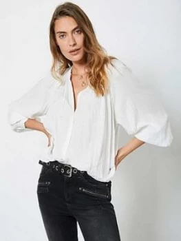 Mint Velvet Crinkle Shirt - Ivory, Size XL, Women