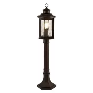 Luminosa Lighting - Bollard Post Lamp, 1 x E27, Antique Bronze, Clear Ripple Glass, IP54