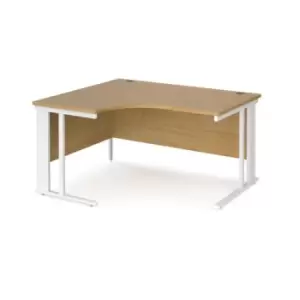 Office Desk Left Hand Corner Desk 1400mm Oak Top With White Frame 1200mm Depth Maestro 25 MCM14ELWHO