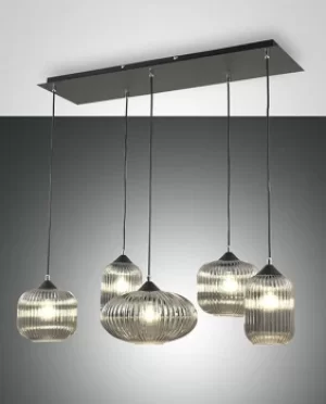 Gillis Cluster Pendant Ceiling Light Transparent Grey Glass, E27