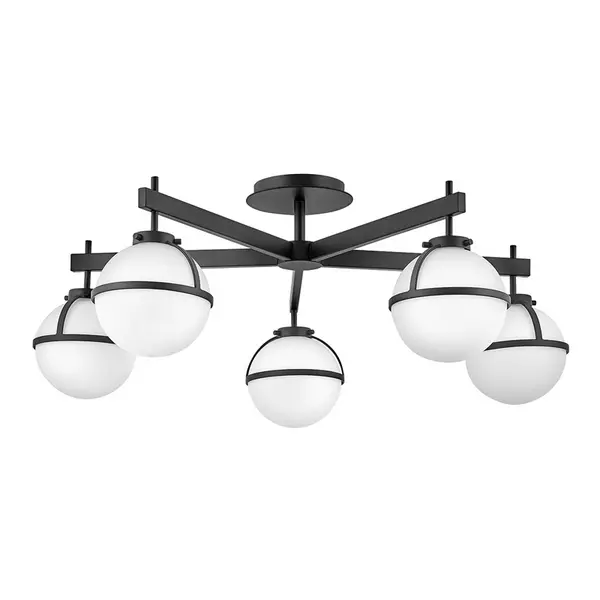 Hinkley Hinkley Hollis Bathroom 5 Light Glass Semi-Flush Ceiling Light - Black