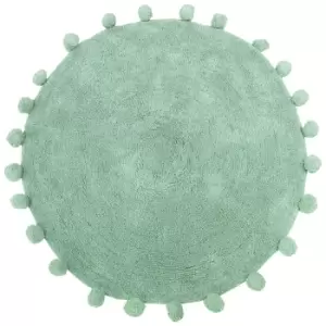 Circle Pom Pom Bath Mat Sage