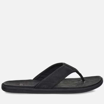 UGG Mens Seaside Leather Flip Flops - Black - UK 7