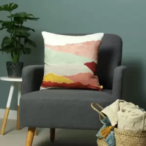 Furn Wander Abstract Print Recycled Polyester Cushion Cover, Blush, 43 x 43 Cm