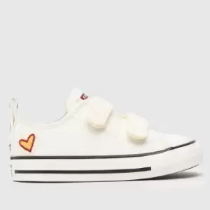 Converse White All Star 2v Lo Valentines Girls Toddler Trainers