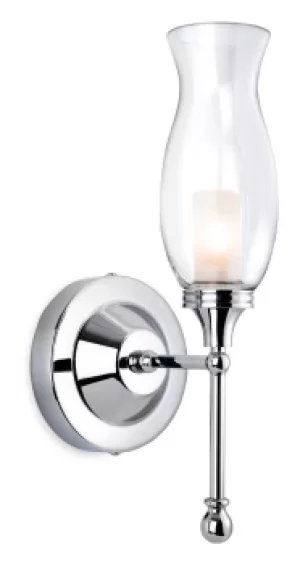 Aston 1 Light Bathroom Indoor Wall Light Chrome, Clear Glass IP44, G9