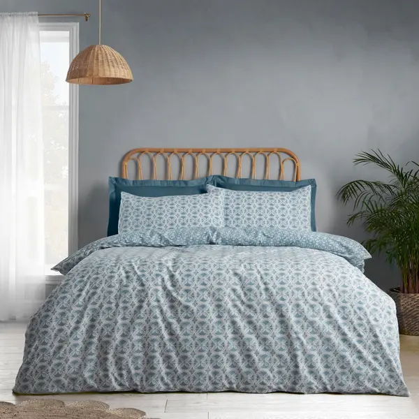 Catherine Lansfield Sardinia Mosaic Tile Blue Duvet Cover and Pillowcase Set Blue