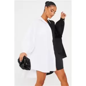 I Saw It First Black & White Oversized Spliced Shirt Dress - Black