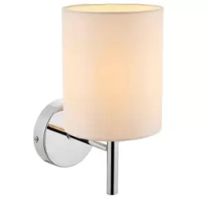 Dimmable LED Wall Light Chrome & Off White Shade Modern Lounge Lamp Lighting