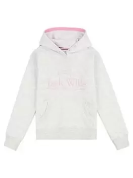 Jack Wills Girls Script Hoodie - Oatmeal Heather, Off White, Size Age: 8-9 Years, Women