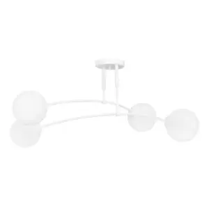 Pregos White Globe Ceiling Light with White Glass Shades, 4x E14