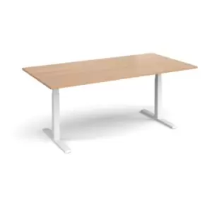 Elev8 Touch boardroom table 2000mm x 1000mm - white frame and beech top