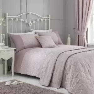 Dreams & Drapes Michaela Floral Jacquard Textured Weave Duvet Cover Set, Blush, Super King