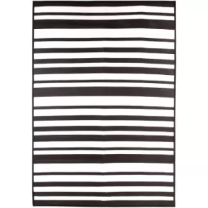 Stripe Lightweight Waterproof Indoor/Outdoor Rug 230x160cm - Black, White / Stripe - Charles Bentley