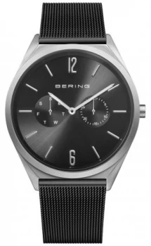 Bering Ultra Slim Black Steel Mesh Strap Black Dial Watch