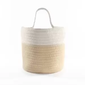 Hanging Cotton Rope Basket Cream & White M&amp;W