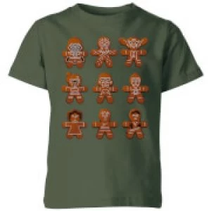 Star Wars Gingerbread Characters Kids Christmas T-Shirt - Forest Green - 7-8 Years