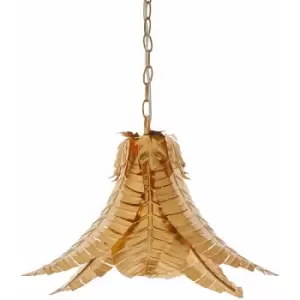 Gold Ceiling Pendant Light Decorative Leaf Design Single Bulb Hanging Fitting