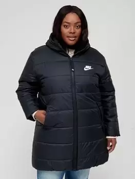 Nike NSW Classic Hooded Parka (Curve) - Black, Size 26-28=3X, Women