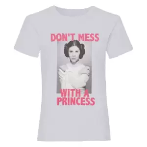 Star Wars Girls DonA't Mess Princess Leia T-Shirt (12-13 Years) (Grey Heather)