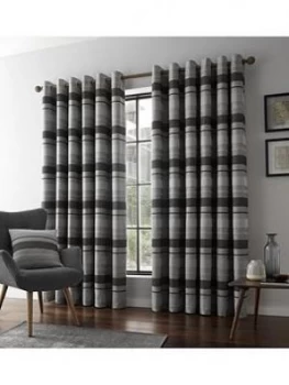 Catherine Lansfield Powel Jacquard Stripe Eyelet Curtains