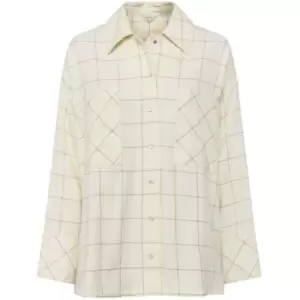 French Connection Yiza Check Flannel Oversized Shirt - Beige