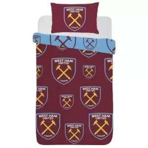 West Ham United FC Duvet Cover Set (Single) (Brown/Blue)