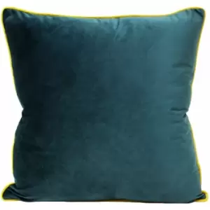 Riva Paoletti Meridian Faux Velvet Piped Cushion Cover, Teal/Cylon, 55 x 55 Cm