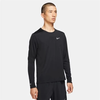 Nike Dri-FIT Miler Mens Long-Sleeve Running Top - Black